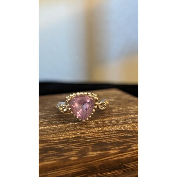 Trillion Cut Amethyst 925 Sterling Silver Ring Size 5.75 - Picture 4 of 10